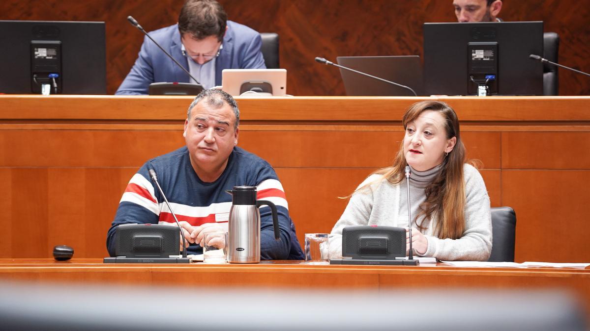 Rubén Lafuente y Mónica Lázaro, este martes en la comisión de las Cortes.