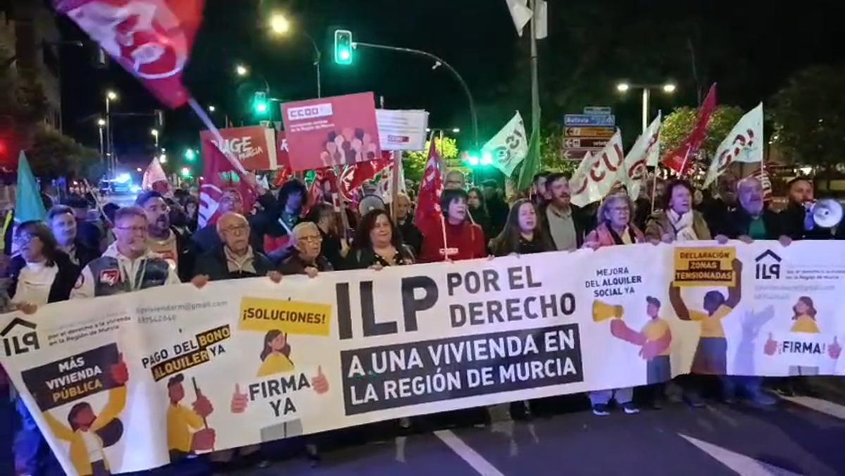 Manifestación en Murcia por el derecho a una vivienda digna, el pasado mes de febrero