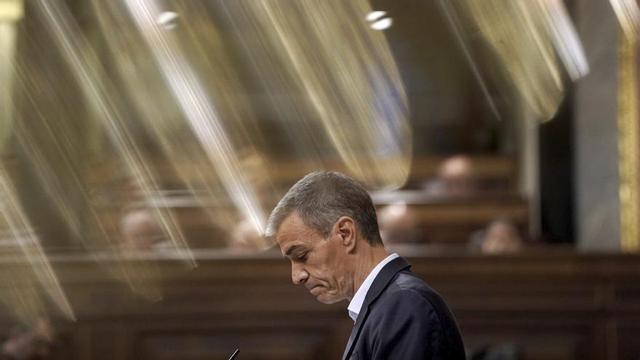El president del Govern, Pedro Sánchez, en la seva compareixença d’ahir al Congrés. | JOSÉ LUIS ROCA