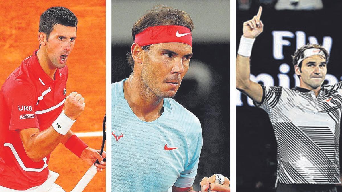 De izda. a dcha: Novac Djokovic, Rafel Nadal, Roger Federer