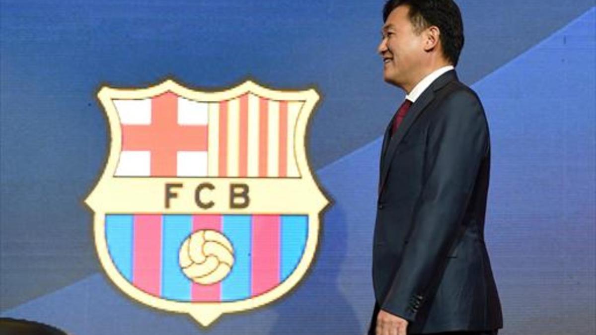 Hiroshi Mikitani, en la presentación del acuerdo entre Rakuten y el Barça.