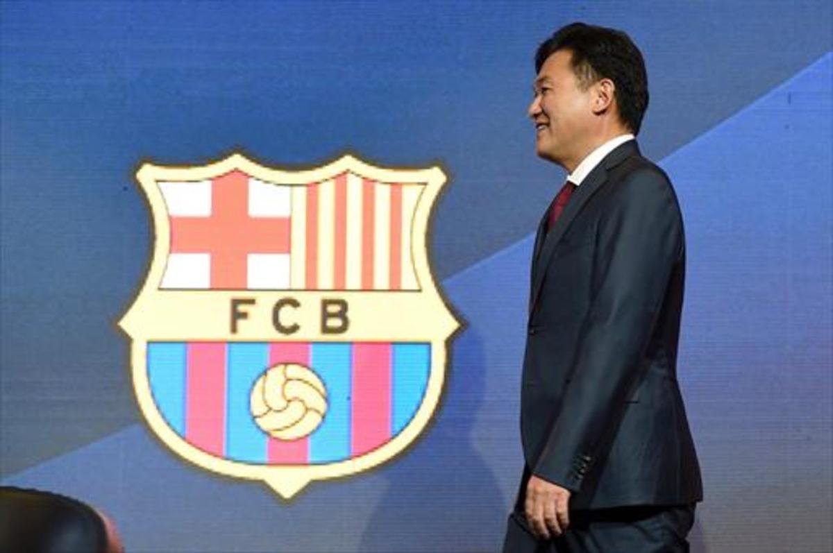 Hiroshi Mikitani, en la presentación del acuerdo entre Rakuten y el Barça.