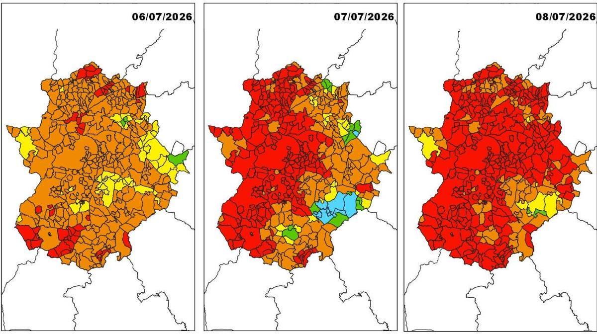 Riesgo de incendio en Extremadura este lunes, martes y miércoles.