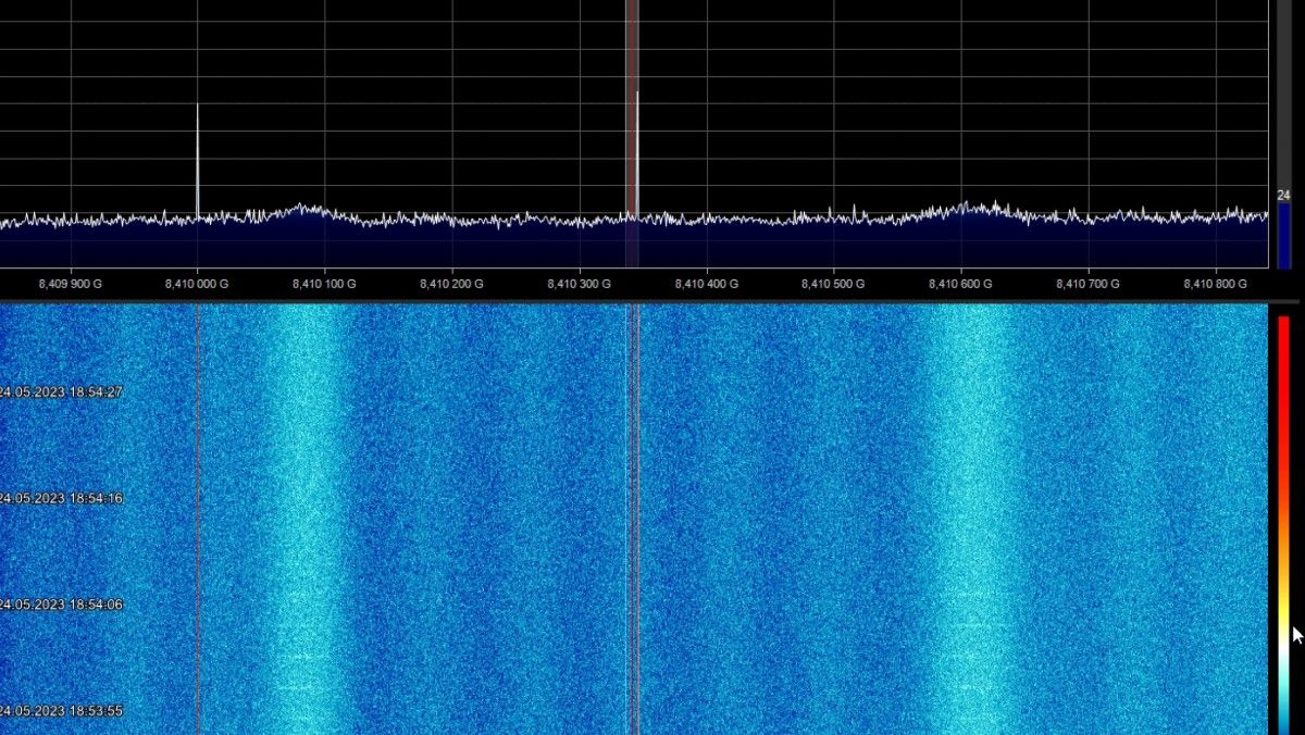 Señal captada por un radiotelescopio alemán del experimento 'A sign in space'