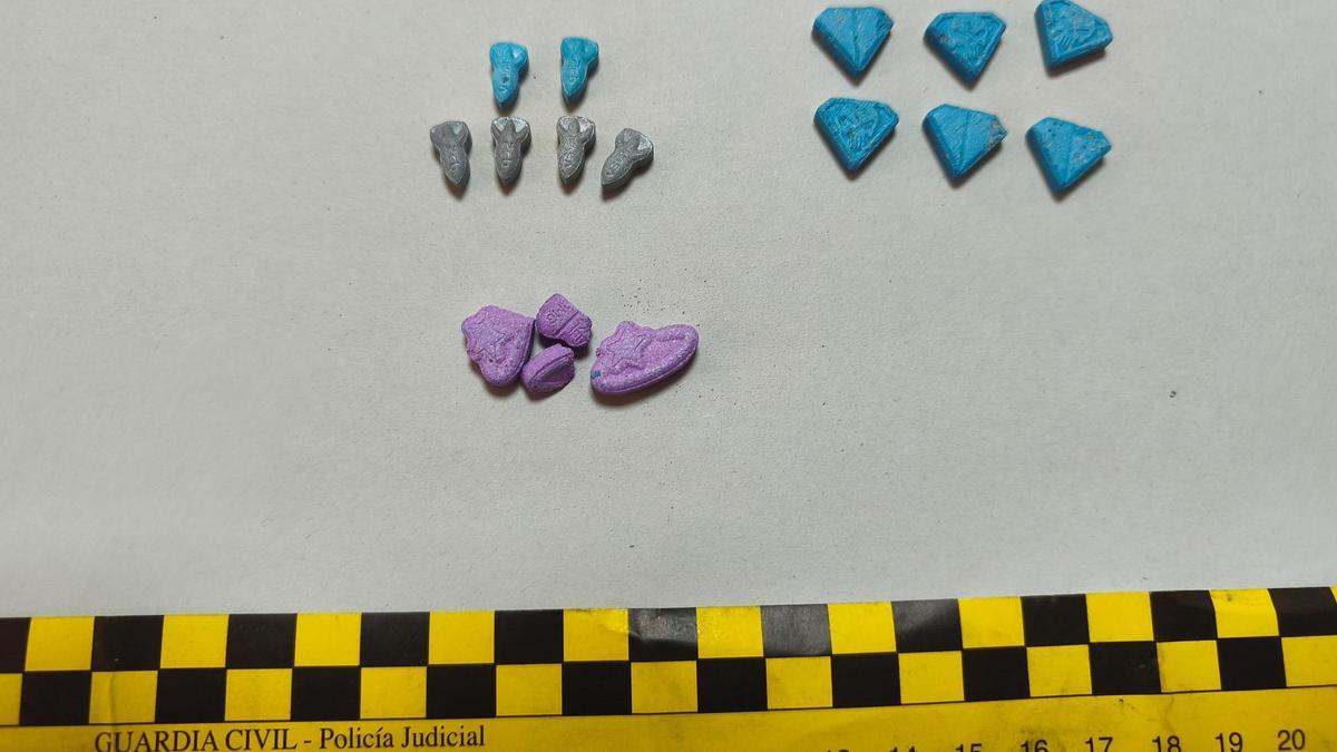 Pastillas de éxtasis intervenidas por la Guardia Civil.