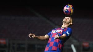 Braithwaite, en su primer día como azulgrana en el Camp Nou.