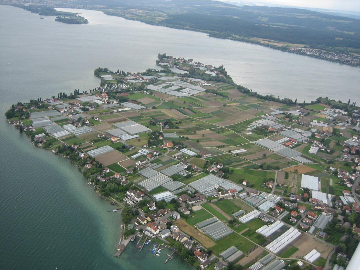 Vista aérea de la isla de Reichenau