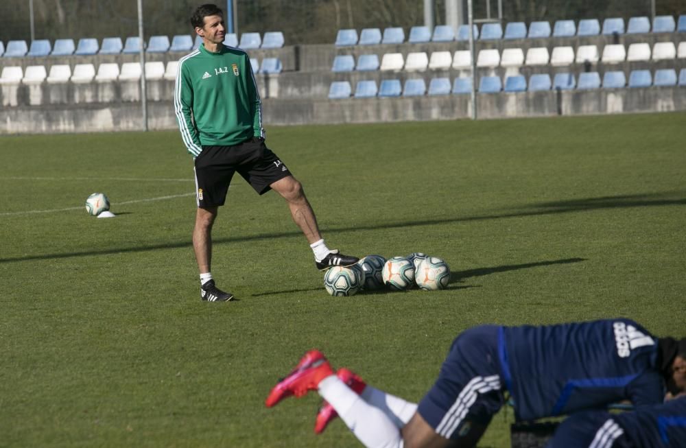 El entrenamiento del Oviedo de esta mañana