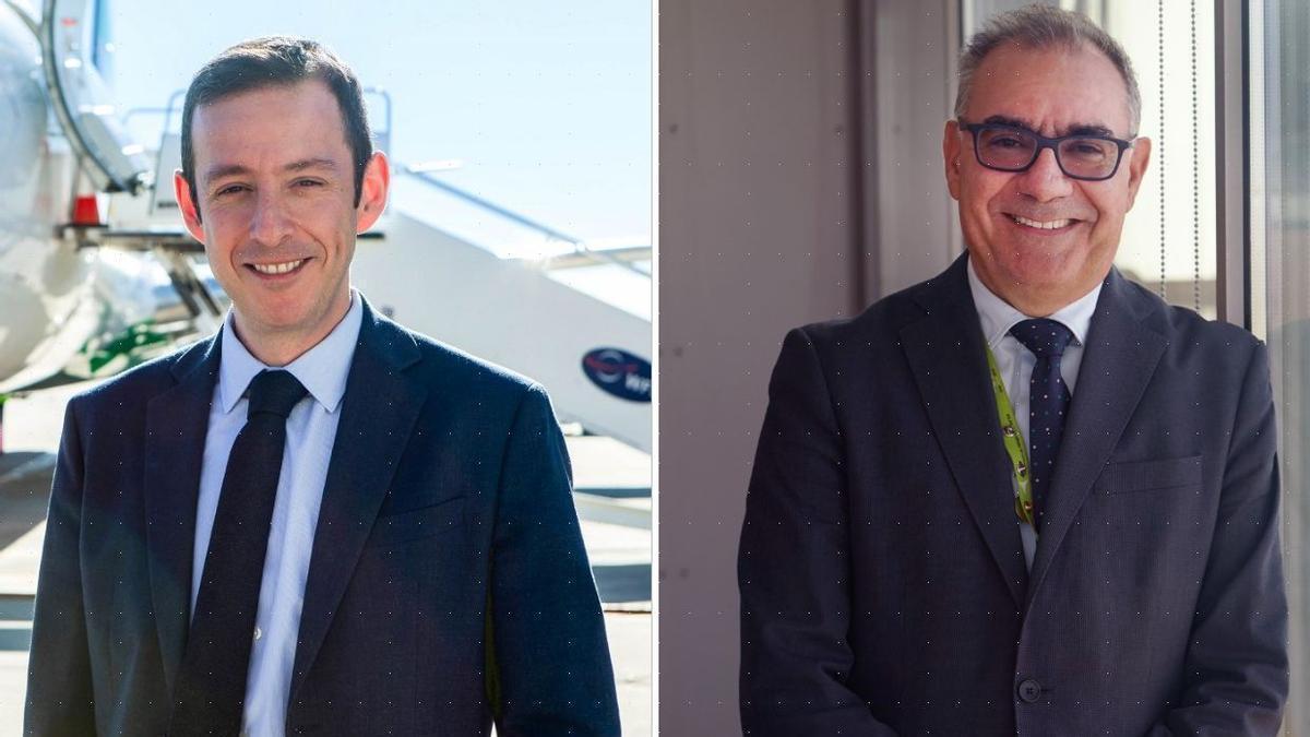 Sergio Millanes (izquierda), hasta ahora director del Aeropuerto de Sevilla, ha sido nombrado nuevo director del Aeropueto de Málaga en sustitución de Pedro Bendala (derecha).