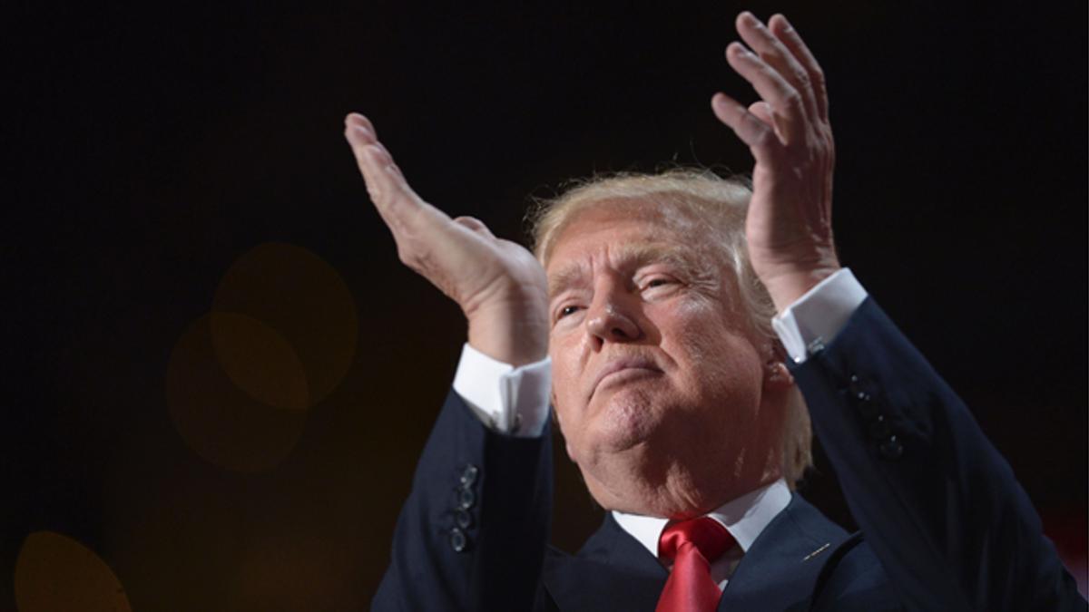 Donald Trump, durante su discurso de aceptación de la nominación republicana, en la convención de Cleveland.