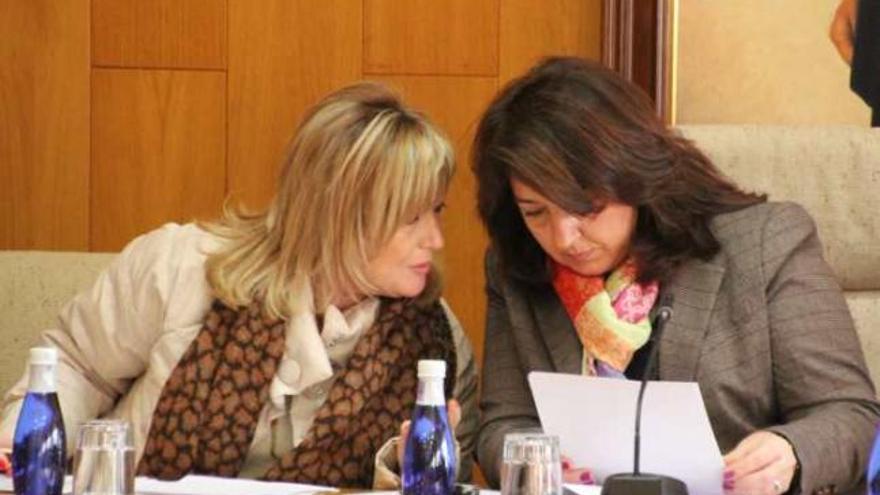 La concejal de Hacienda, Virginia Romero, y la alcaldesa Pedrosa en el último pleno.