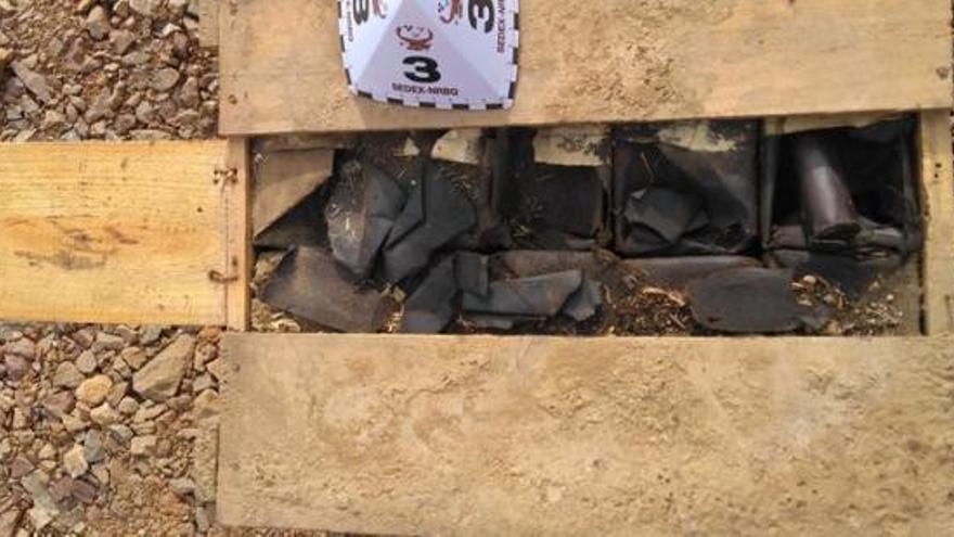 Pla de detall dels explosius localitzats a Bellver de Cerdanya