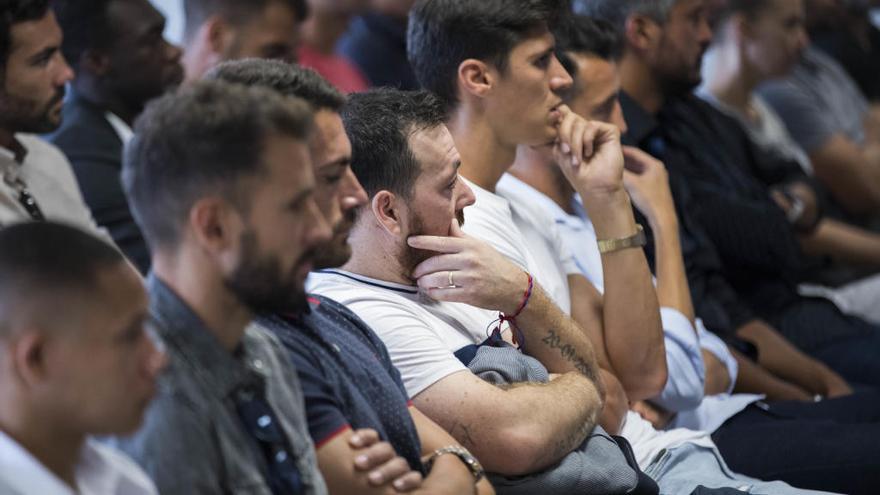 Los jugadores, durante el juicio del amaño del Levante-Zaragoza.