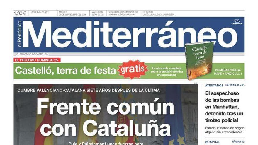 Frente común con Cataluña, en la portada de Mediterráneo