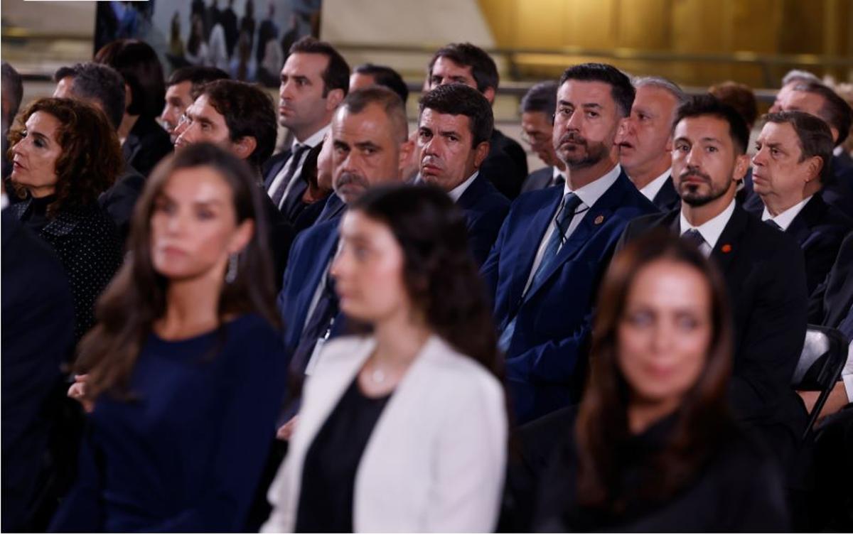 Carlos Mazón, durante el homenaje a las víctimas de la dana, en el Museo de las Ciencias Príncipe Felipe, el miércoles.