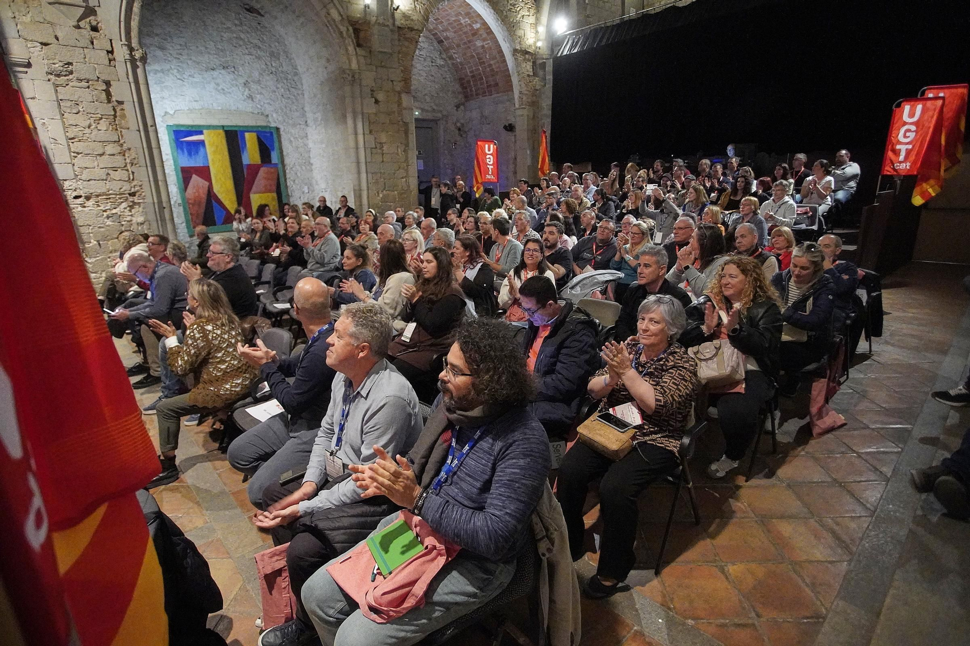 El secretari general d'UGT a Girona, Maxi Rica, en la seva intervenció al congrés