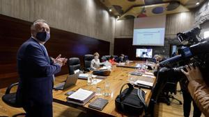 El consejo de Gobierno reunido en Santa Cruz de Tenerife durante la pandemia.