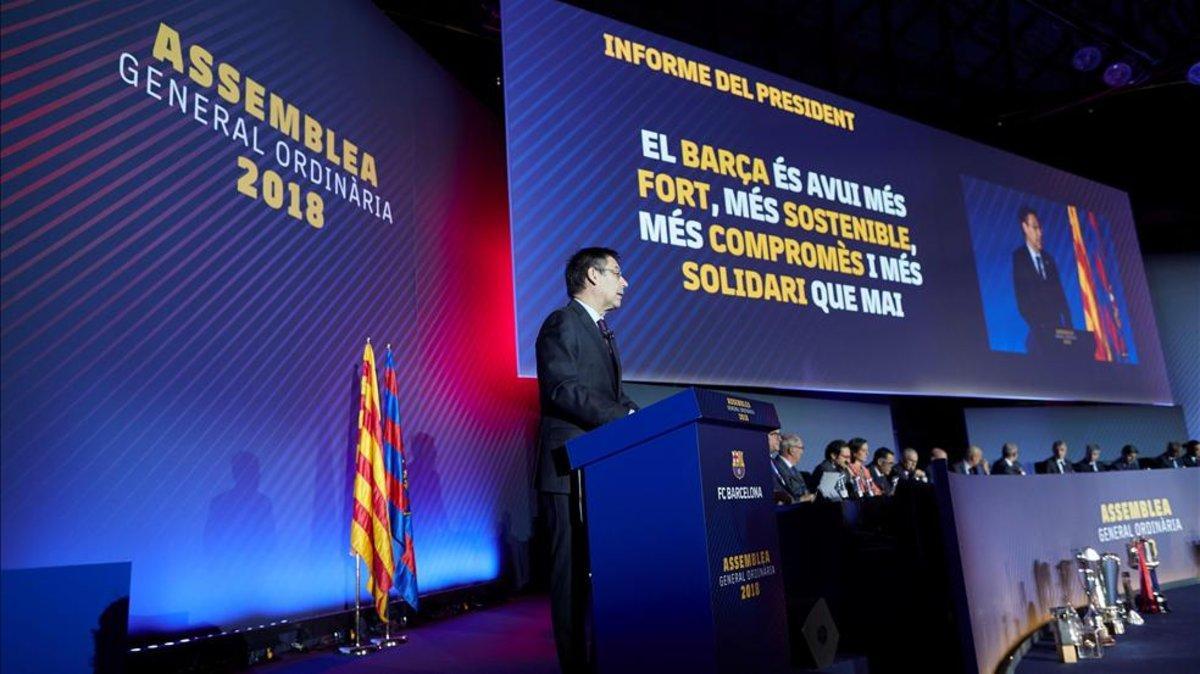 Momento de la Asamblea de Compromisarios del Barcelona