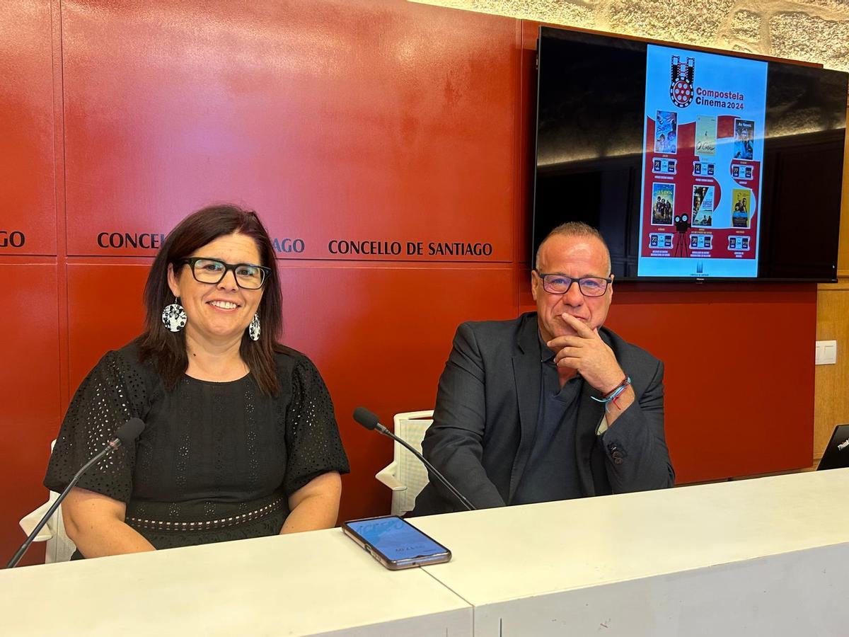 Pilar Lueiro y Enrique Otero en la presentación del 'Compostela Cinema'