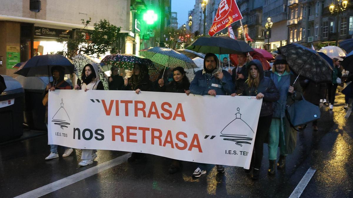 Un momento durante la manifestación de Vitrasa por el centro de Vigo del pasado sábado.