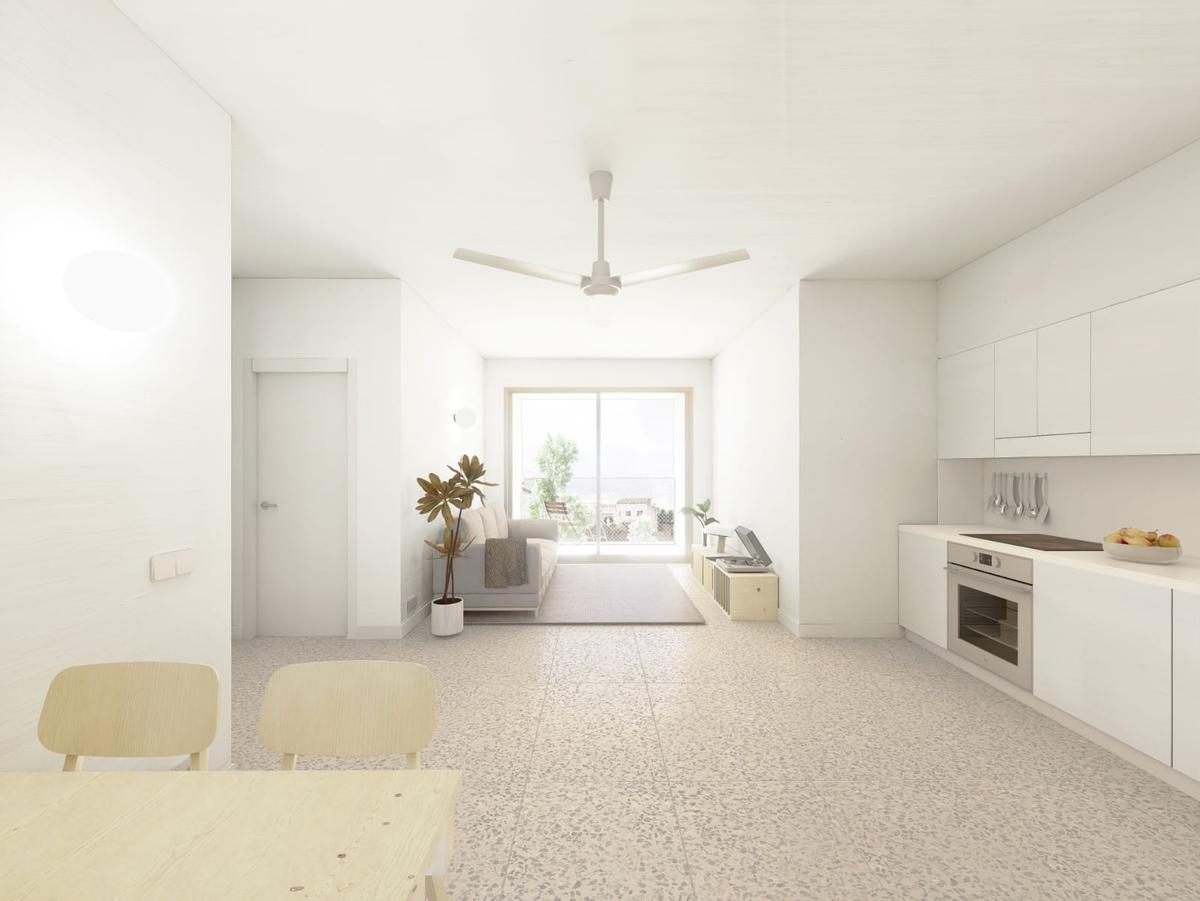 Imagen de cómo será el interior de los pisos una vez construidos.