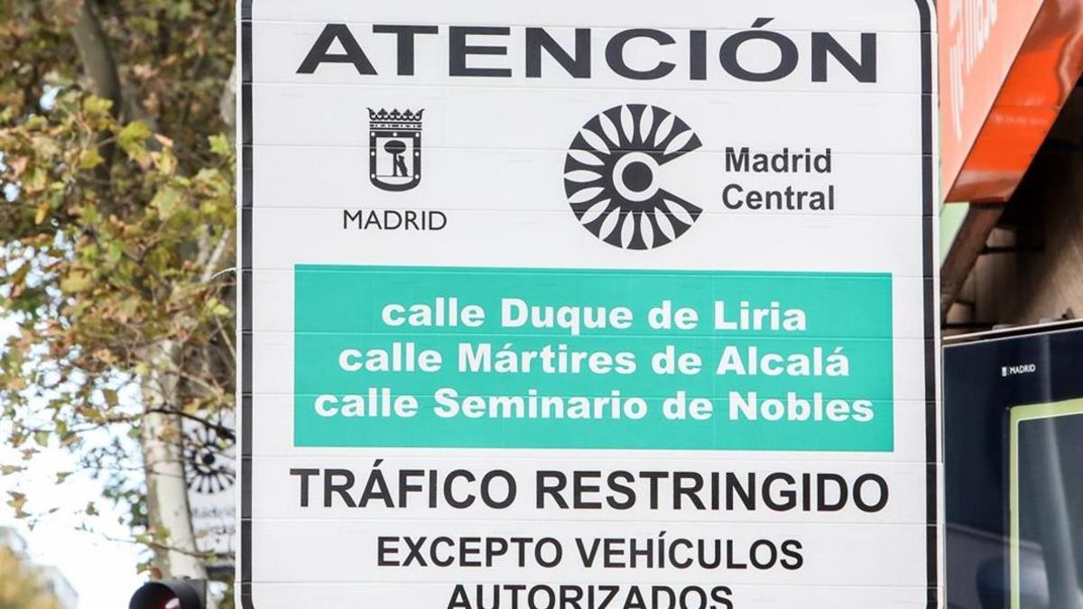 Un cartel de Madrid Central