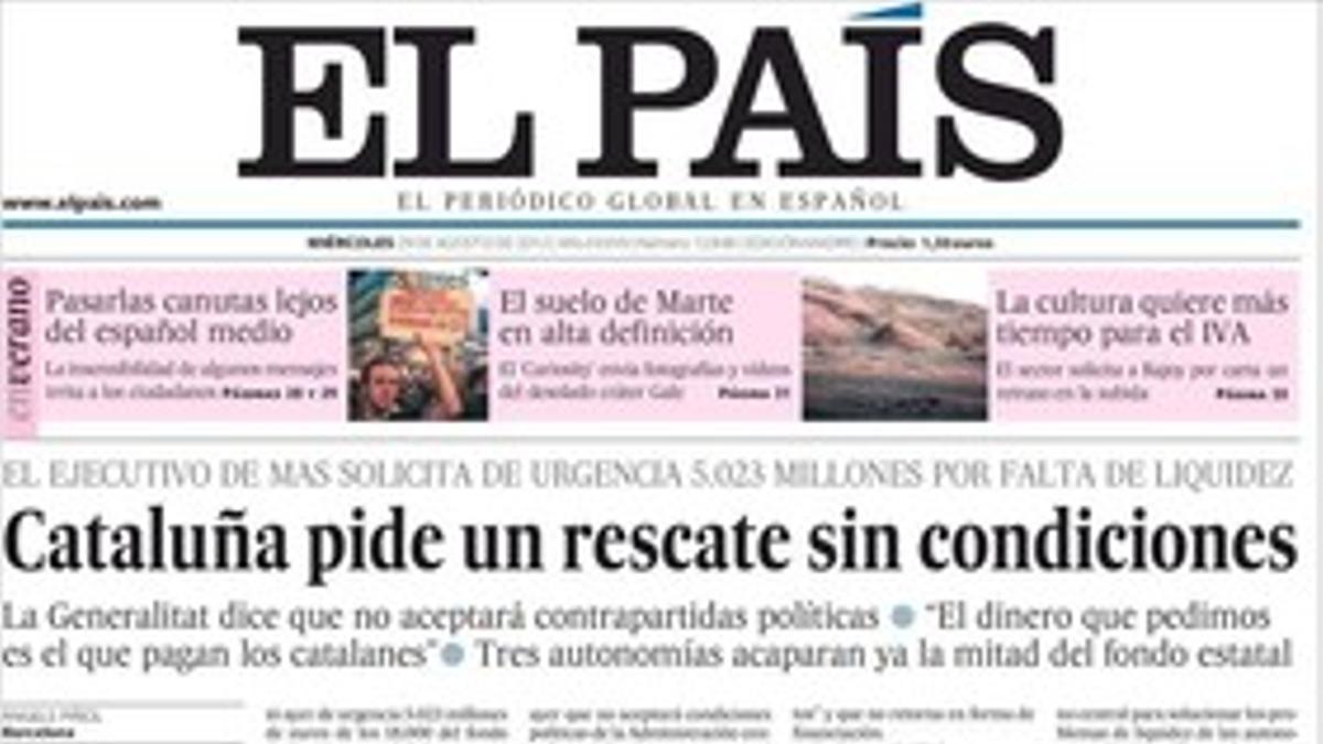 Portada de 'El País'.
