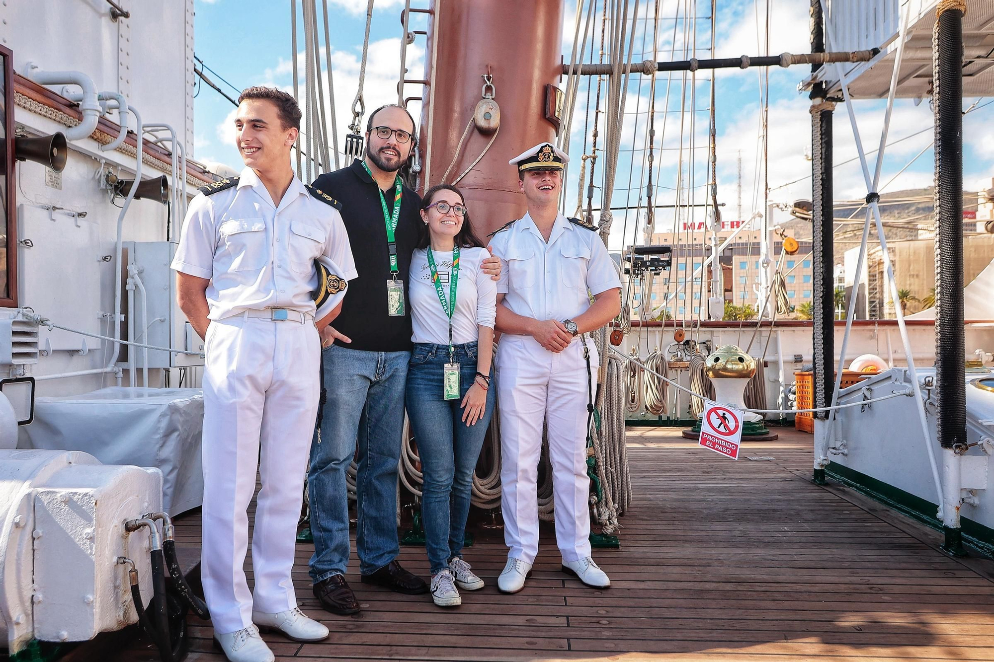 Queues outside the Juan Sebatián Elcano, the ship on which Princess Leonor was trained