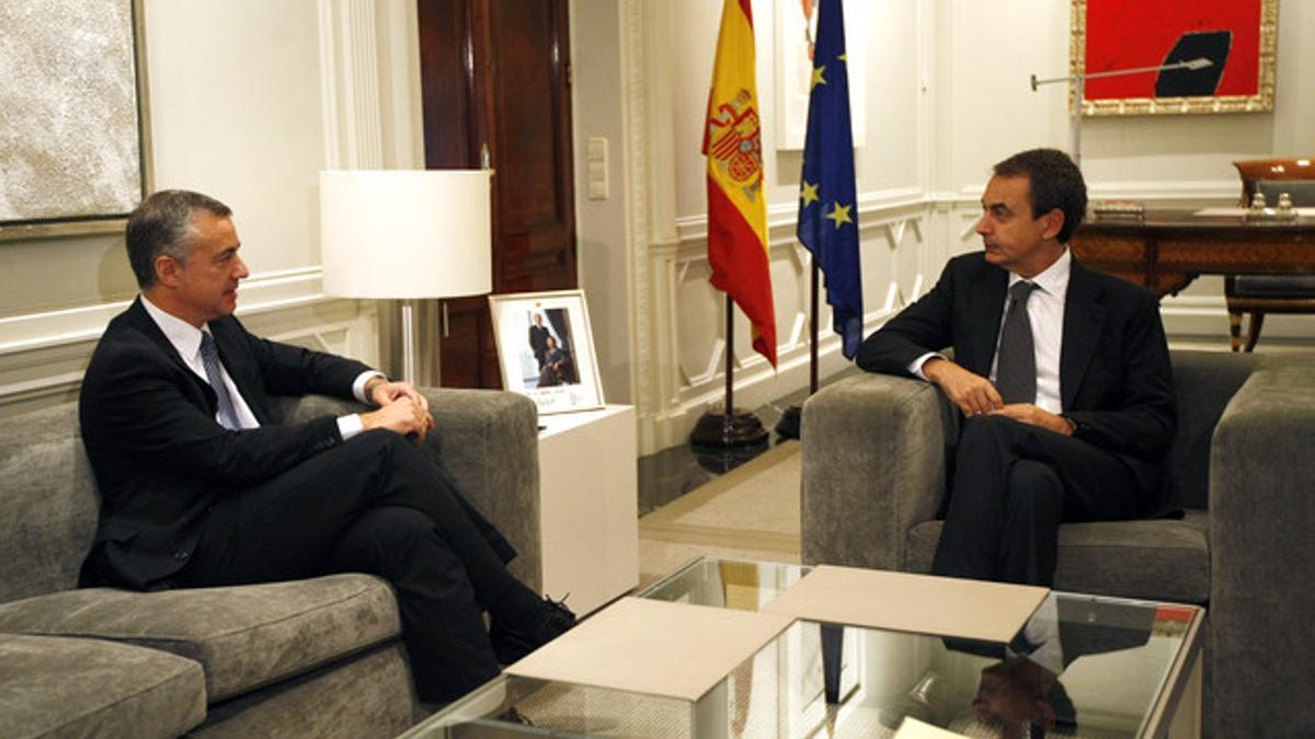 Urkullu y Zapatero, durante su reunión en la Moncloa.