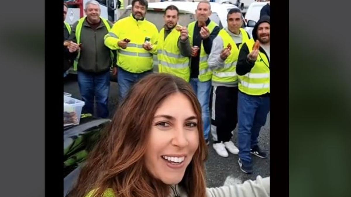 Ana Agria en las protestas de agricultores, en un vídeo de tik tok