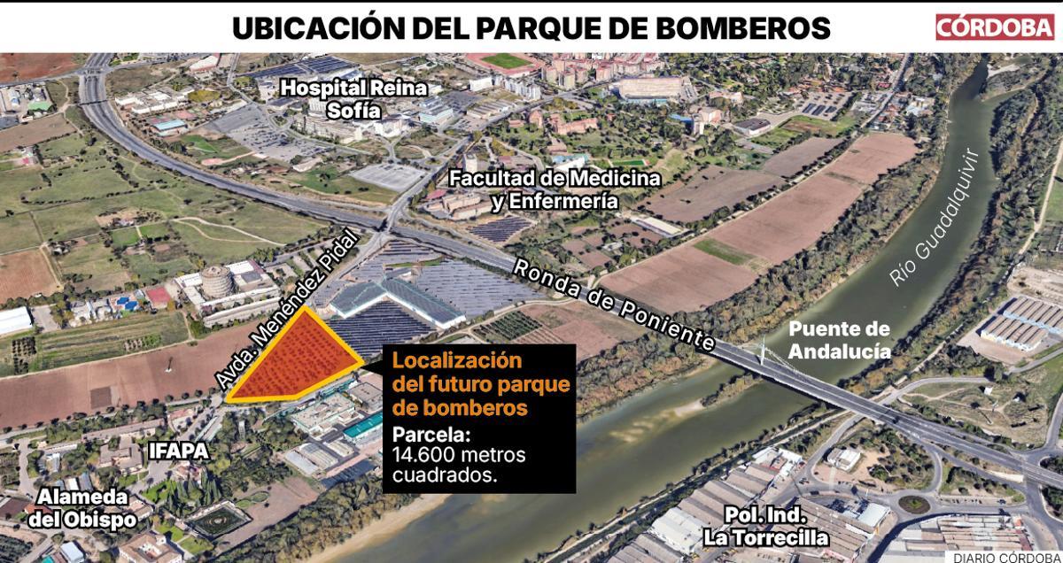 Ubicación del futuro Parque de Bomberos de Córdoba.