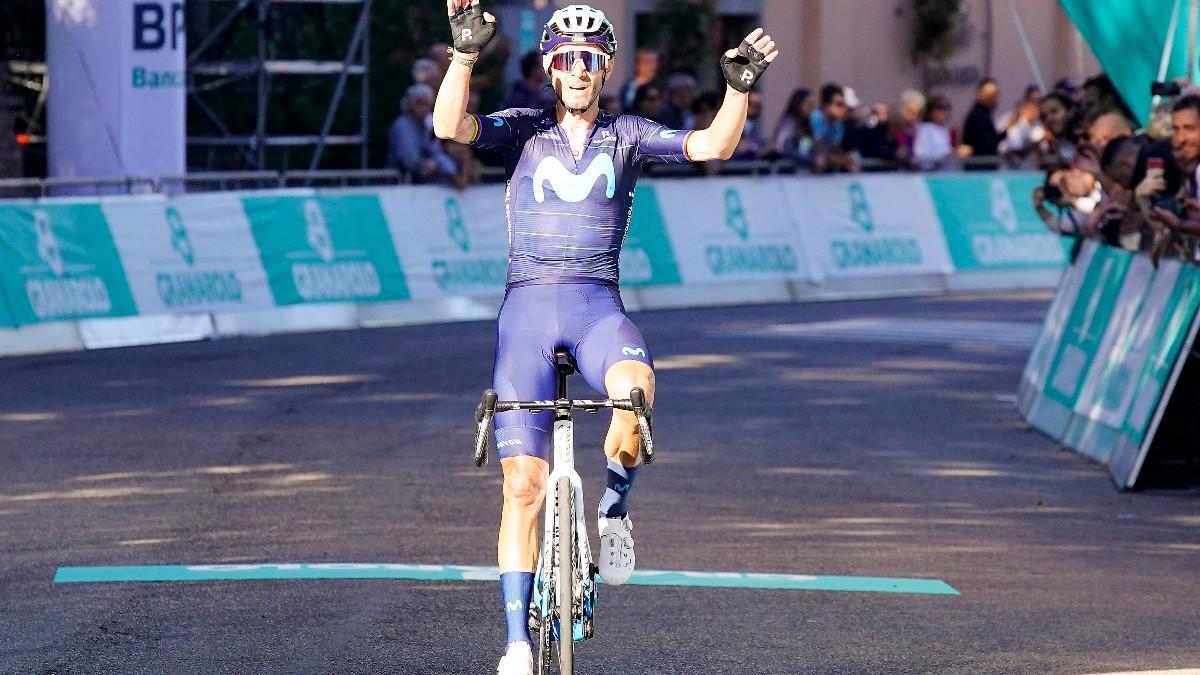 Valverde, entrando en la en la meta del Giro dell Emilia