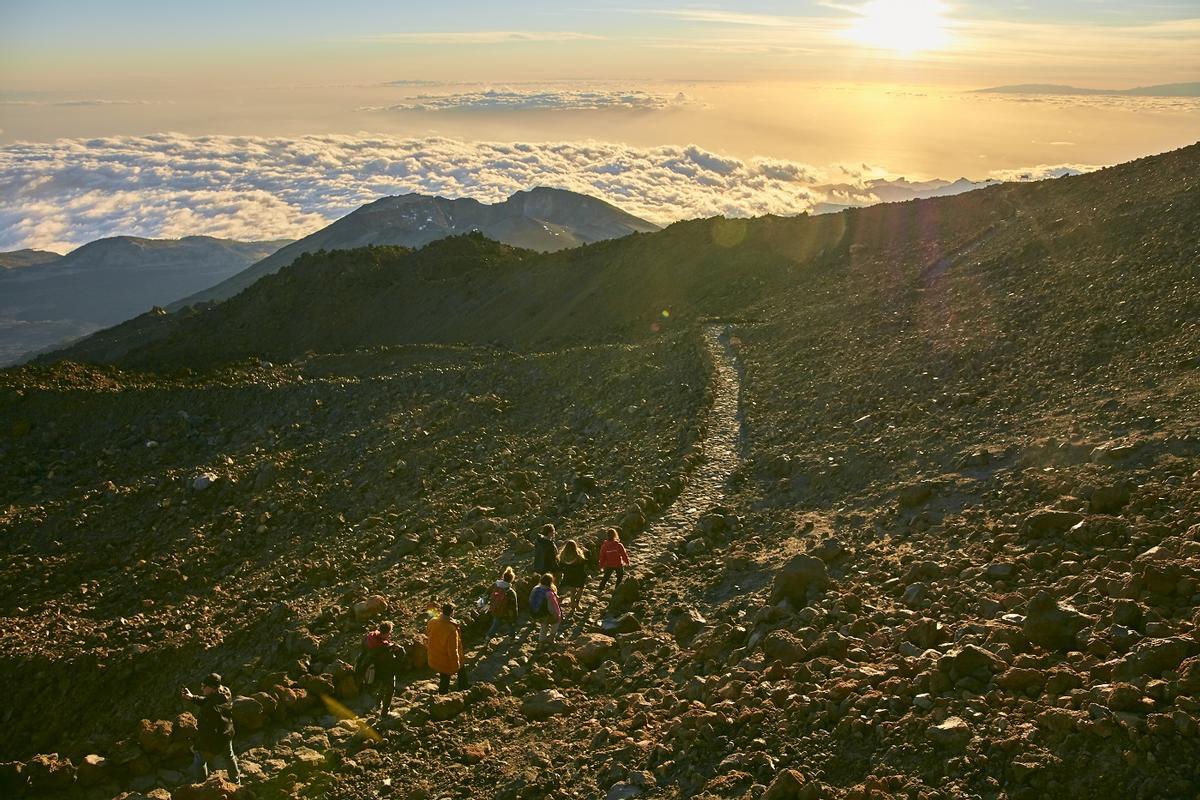 Las rutas de senderismo organizadas por Volcano Teide recorren parajes naturales del Parque Nacional.