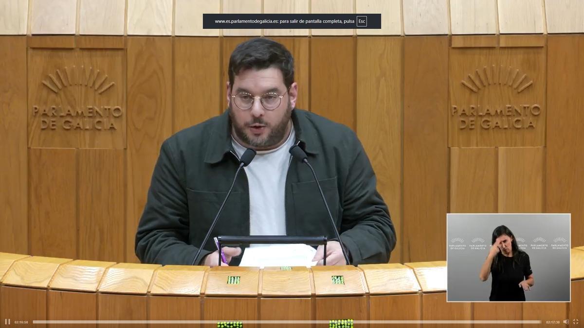 El diputado autonómico del BNG Paulo Ríos, en una intervención parlamentaria.