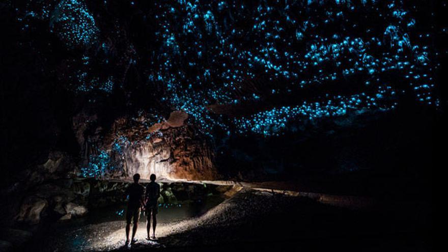 La cueva de Waitomo, en Nueva Zelanda.