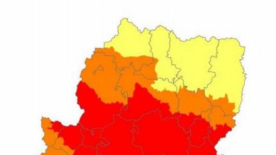 El centro de Aragón y dos áreas de Teruel en prealerta roja por riesgo de incendios