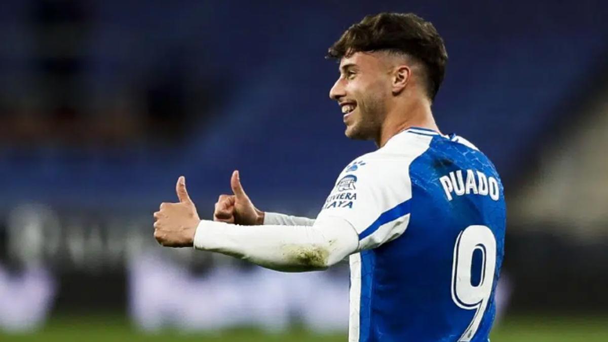 Javi Puado, celebrando un gol con el Espanyol