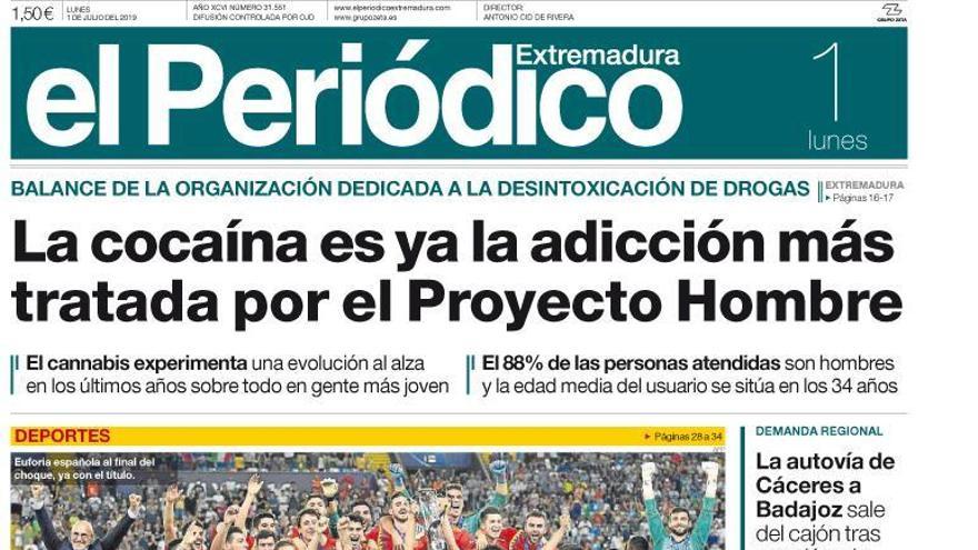 Esta es la portada de EL PERIÓDICO EXTREMADURA correspondiente al día 1de julio del 2019