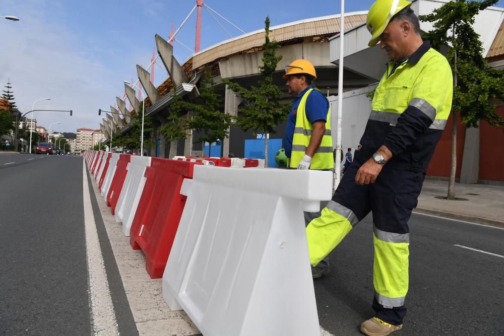 Cortes de tráfico por obras del estadio de Riazor