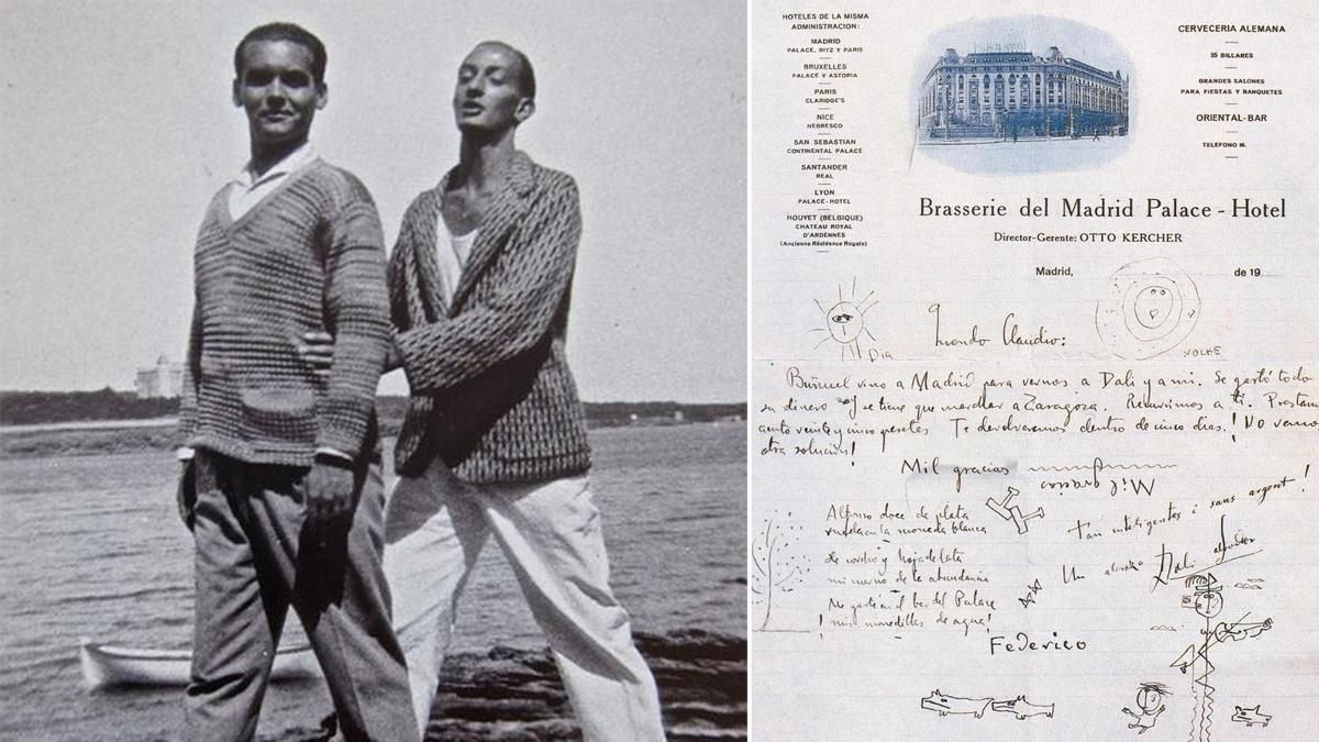 A l'esquerra, Lorca i Dalí. A la dreta, la carta.