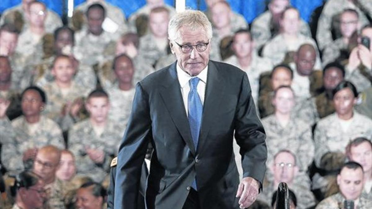 Hagel durante una visita la base de MacDill, en Tampa,  en septiembre.