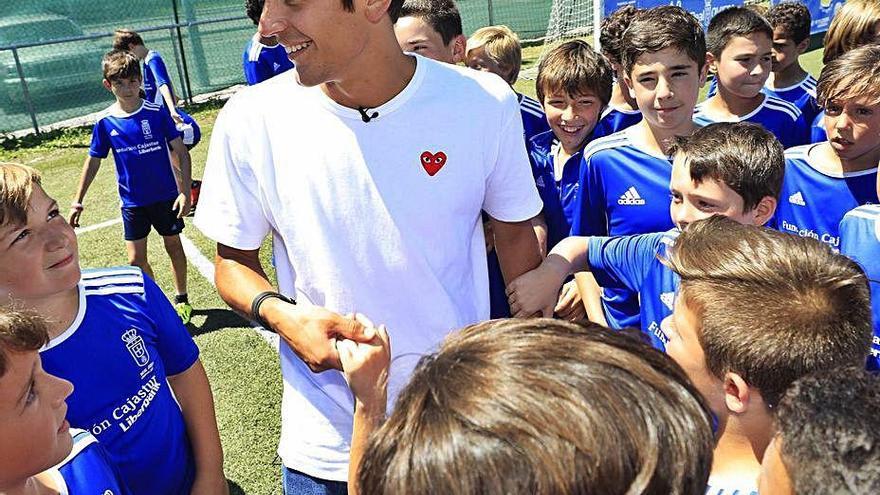 Sangalli, fichaje azul del año pasado, el día de su llegada.