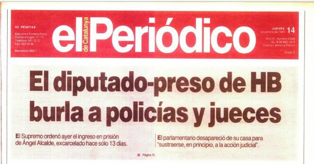 Fragmento de la portada de EL PERIÓDICO del día 14 de diciembre de 1989.