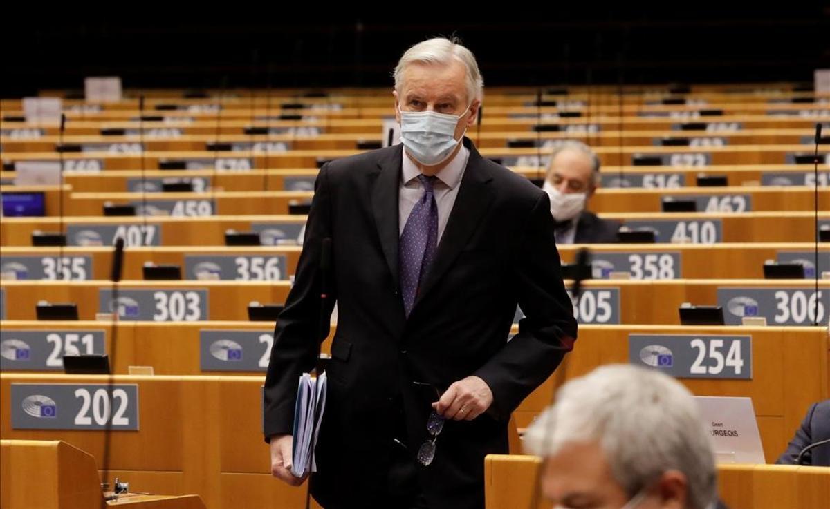 EU chief Brexit negotiator Michel Barnier attends a debate on future relations between Britain and the EU during a plenary session at the European Parliament in Brussels  Belgium December 18  2020     Olivier Hoslet Pool via REUTERS