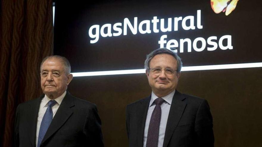 El presidente de Gas Natural Fenosa, Salvador Gabarró, y el consejero delegado, Rafael Villaseca, ayer.