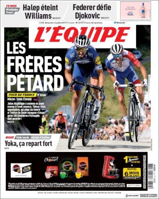 Portada L'ÉQUIPE domingo 14 julio 2019