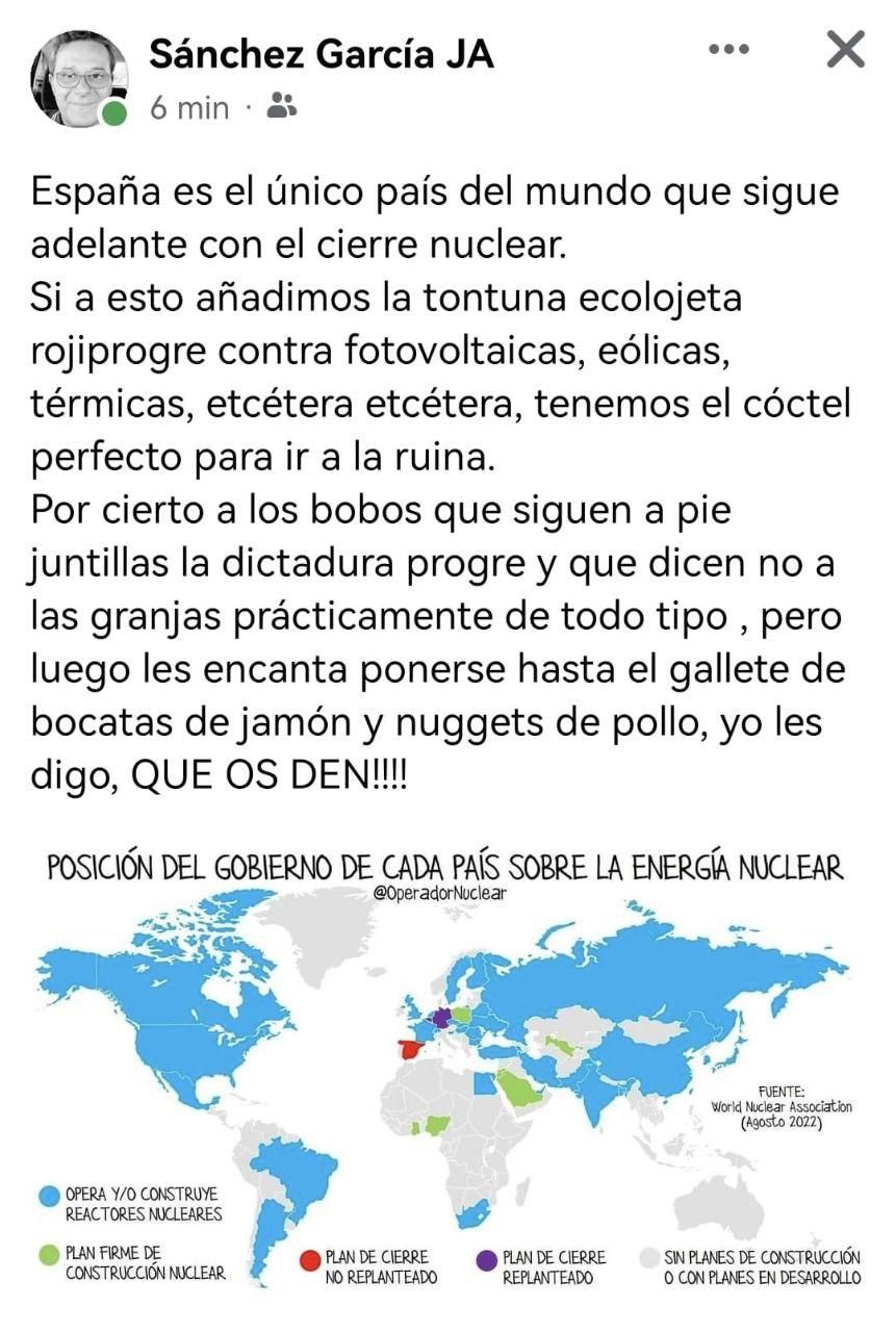 Declaraciones de Juan Antonio Sánchez en su cuenta de Facebook.