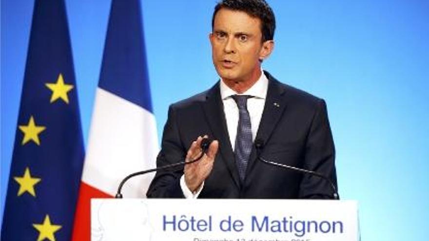 El primer ministre francès, Manuel Valls, durant la seva compareixença d&#039;ahir.