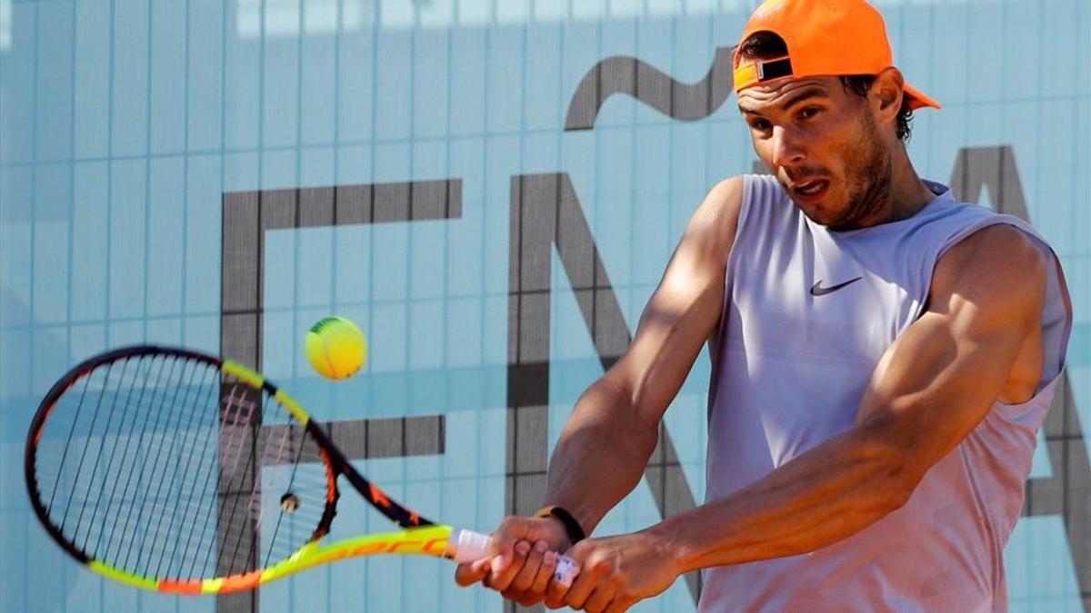 Nadal, entrenando en Madrid