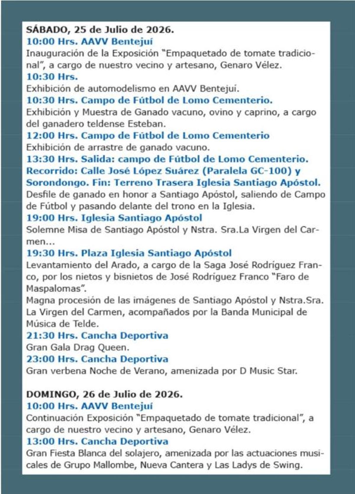 Fiestas de Lomo Cementerio 2026.